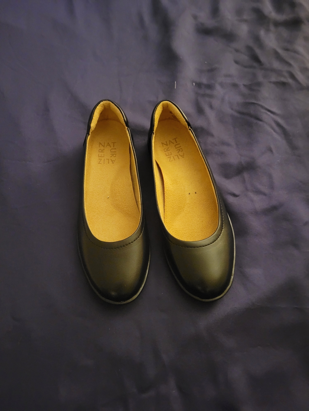 Naturalizer Black Ballet Flats with Tan Insole